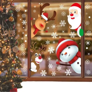 Christmas Window Decals Sheets UV Printing Eco Friendly Waterproof Window Clings for Glass Windows