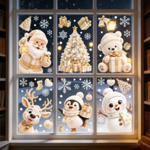 Christmas Window Sticker Christmas PVC Decoration Santa Claus Snowflake Elk Glass Decals New Year Stickers Home Party Decor