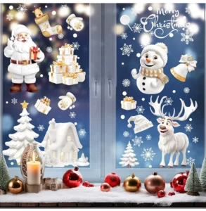 Christmas Window Sticker Snowman and Tree Static Cling Decoration