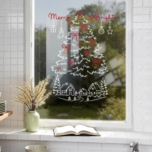 Christmas Window Stickers Removable Waterproof UV Resistant Eco Friendly Glossy Finish for Glass Doors & Windows