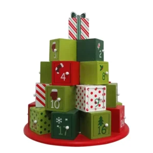 Christmas Wooden Advent Calendar 24 Drawers Storage Box Wooden Craft Holiday Decoration Factory Custom Support
