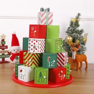 Christmas Wooden Advent Calendar 24 Drawers Storage Box Wooden Craft Holiday Decoration Factory Custom Support