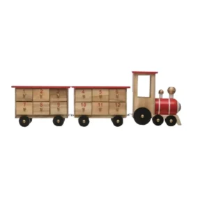 Christmas Wooden Advent Calendar Train Decoration with 24 Countdown Drawers