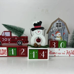 Christmas Wooden Countdown Calendar Desktop Decoration Snowman Festival Creative Gift Set