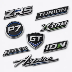 Chrome ABS Plastic 3D Custom Silver Black Letter Car Badge Emblem Nameplate Sticker Waterproof 3M Adhesive