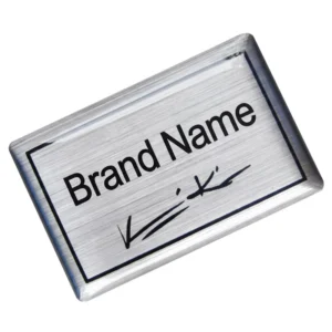 Chrome Mylar 3D Decal, Silver Brushed Aluminium Epoxy PU Resin Domed Label