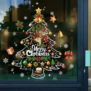 Classic Christmas Static PVC Window Cling Stickers Waterproof No Glue Trace-Free for Glass Windows