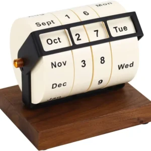 Classic Rotary Wooden Perpetual Calendar Desktop Countdown Calendar for Office School Decoration