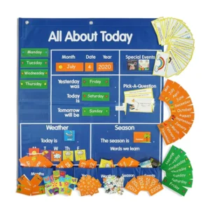 Classroom Pocket Chart for Kids Daily Activities Weather Calendar for Preschool Cloth