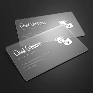 Clear Frosted PVC Business Card with QR Codes, CMYK Screen Printing, Waterproof Matte Finish