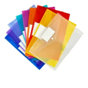 Clear Plastic A4 PP File Folders with Label Pocket and Snap Button