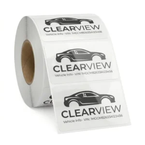 Clear Transparent Removable UV-Resistant Waterproof PVC Vehicle Windshield Labels for Car Dealerships and Auto Manufacturing