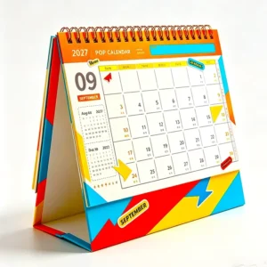 Coated Paper Twin Coil Table Calendar As Custom Printed Yearly Planner For Business Advertising