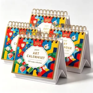Coated Thick Paper Standing Desk Calendar Twin-Coil Table Calendar Corporate Advertising Planner