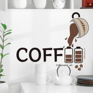 Coffee Bar Wall Decal Funny Kitchen Decor Removable Waterproof UV-Resistant Vinyl Sticker for Cafe Restaurant