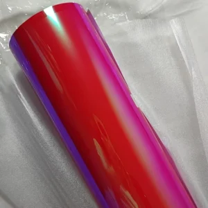 Color-Changing High-Gloss Holographic Rainbow Red Chrome Car Wrap Vinyl Sticker