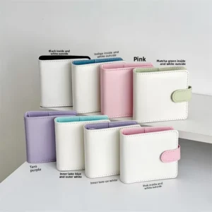Color-block PU Magnetic-Closure 3-hole Loose-leaf Business Card 3-inch Instant Photo Album Mini Collectible Holder Fan