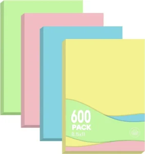 Colored Copy Paper 8.5×11 Inches 600 Sheets Letter Size Pastel Colored Paper Assorted Colors Printer Paper for Printing Arts &