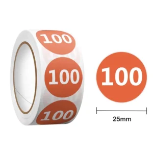 Colored Waterproof Clothing Size Labels UV-Coated Self-Adhesive Paper Sticker Roll 2.5cm Core Diameter