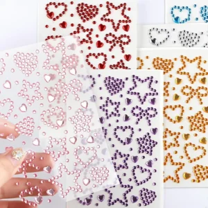 Colorful 3D Face Gem Stickers Heart Bow Star Glitter Rhinestone Self-Adhesive Gems for Makeup and Crafts