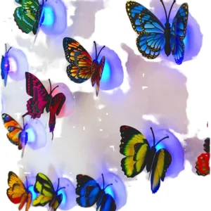 Colorful 3D LED Butterfly Night Light Glowing Self Adhesive Home Wall Decor Sticker for Halloween Animal Shape