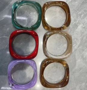 Colorful Acrylic Bangle Bracelet, Vibrant Macaron Color, Chunky Resin