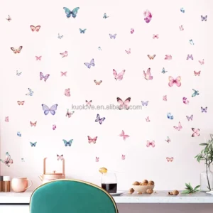 Colorful Butterfly PVC Wall Stickers, Self-Adhesive DIY Wallpaper for Bedroom and Living Room