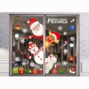 Colorful CMYK Printing Eco Friendly Waterproof Self adhesive Transparent Film Static Cling Window Stickers Decals for Holiday