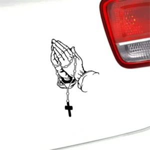 Colorful Car Prayer Gesture Laser Stickers God Jesus Christ Auto Body Decoration Rear Windshield Decals