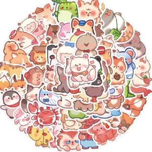 Colorful Cartoon Animal Series Graffiti Stickers, Waterproof, DIY Decoration