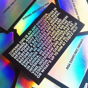 Colorful Custom Holographic Film Thank-You Cards, Double-Sided Printing, for Business Use