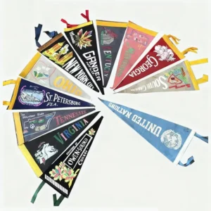 Colorful Custom Sublimation Felt Triangle Pennant Flag Banner for School Sports Teams and College