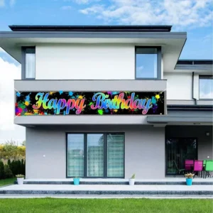 Colorful Letter Series Custom Birthday Banner Flag for Birthday Backdrop and Garden Decorations