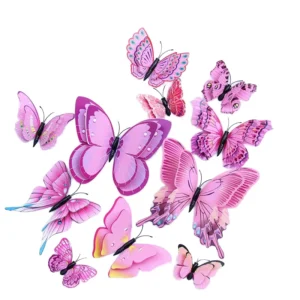 Colorful PVC 3D Magnetic Butterfly Stickers Blue Wall Decals for Home Decoration