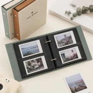 Compact Cloth-Cover 64-Pocket 3-Inch Photo Album Card Holder