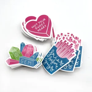 Company Logo Multiple Designs Self-Adhesive Custom Cartoon Die Cut Sticker Pack for OPP Bags