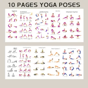 Complete Yoga Poses Chart Poster Home Exercise Guide Stretching Poster 10 Piece Set