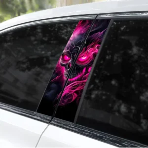 Cool Skull B-Pillar Car Sticker Waterproof Vinyl Door Window Post Decals Car Decoration Accessories