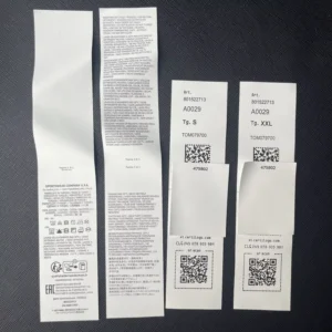 Cotton Label and Woven Logo Small Batch White Satin Ribbon Double-Sided Printed Care Tags for Apparel