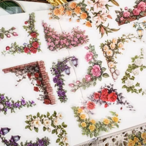 Courtyard Corner Flower Sticker for Scrapbooking Journaling Flowers Scrapbook Stickers Floral Sticker Pack Junk Journal Supplies