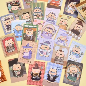 Cream Bear Series Dress-Up Mini Book, 50-Piece Sticker Album for Girls, DIY Crafts