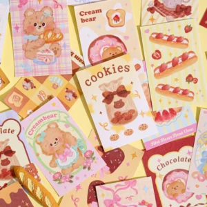Cream Bear Series Mini Sticker Book with Self-Adhesive Backing Easy Peel and Stick for Kids