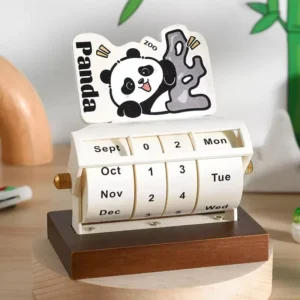 Creative Cute Panda Wooden Perpetual Calendar Manual Flip Date Block Desk Decor Stationery Office Home Table Decoration Gift