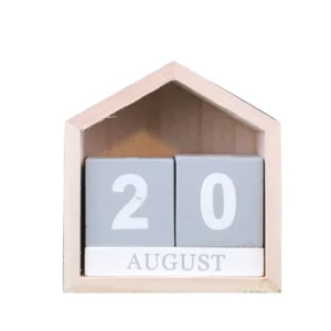 Creative Decorative Wooden Rectangle Desk Block Perpetual Calendar Art Deco Design Handcrafted Customizable Logo Christmas