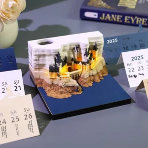 Creative Desk Ornament Paper cut themed Castle Design Gift 3D up Sticky Note Pad