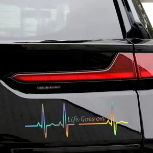 Creative Funny 3D Cartoon Heartbeat Car Sticker Cute Motorcycle Electric Vehicle Decal Rear Window Glass Vinyl Self-adhesive