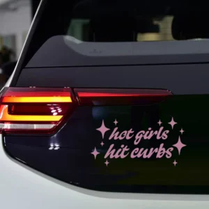 Creative Girls Hit Curbs Car Decal Reflective Pink Vinyl Stickers for Auto Window Body Suitable for Honda VW Ford Jeep