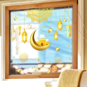 Creative Moon Star Window Stickers Home Glass Display Window Stickers Double Sided Visible Wall Stickers