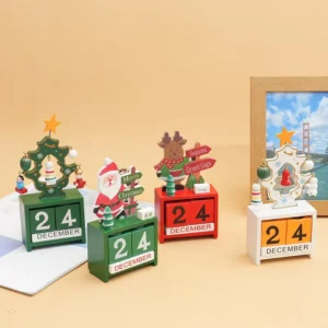 Cross-Border Wooden Toy Calendar Desktop Ornament Santa Claus Christmas Tree Decorations