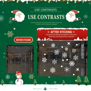 Cross border Christmas Decorations White Cartoon Snowflake Static Cling Window Stickers & Snowman Display Decals